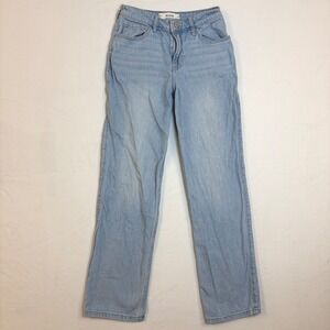 Hollister High-Rise Straight Leg Jeans Light Wash Blue Womens Size 2R W26 Y2K